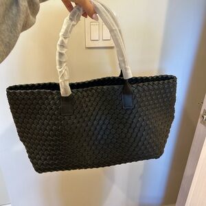 Elegant Black Woven Tote Bag